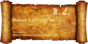 Maksa Lóránt névjegykártya